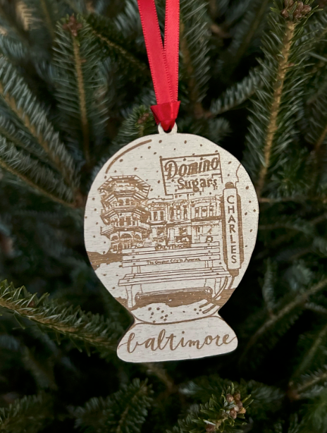 Snow Globe Wood Ornament